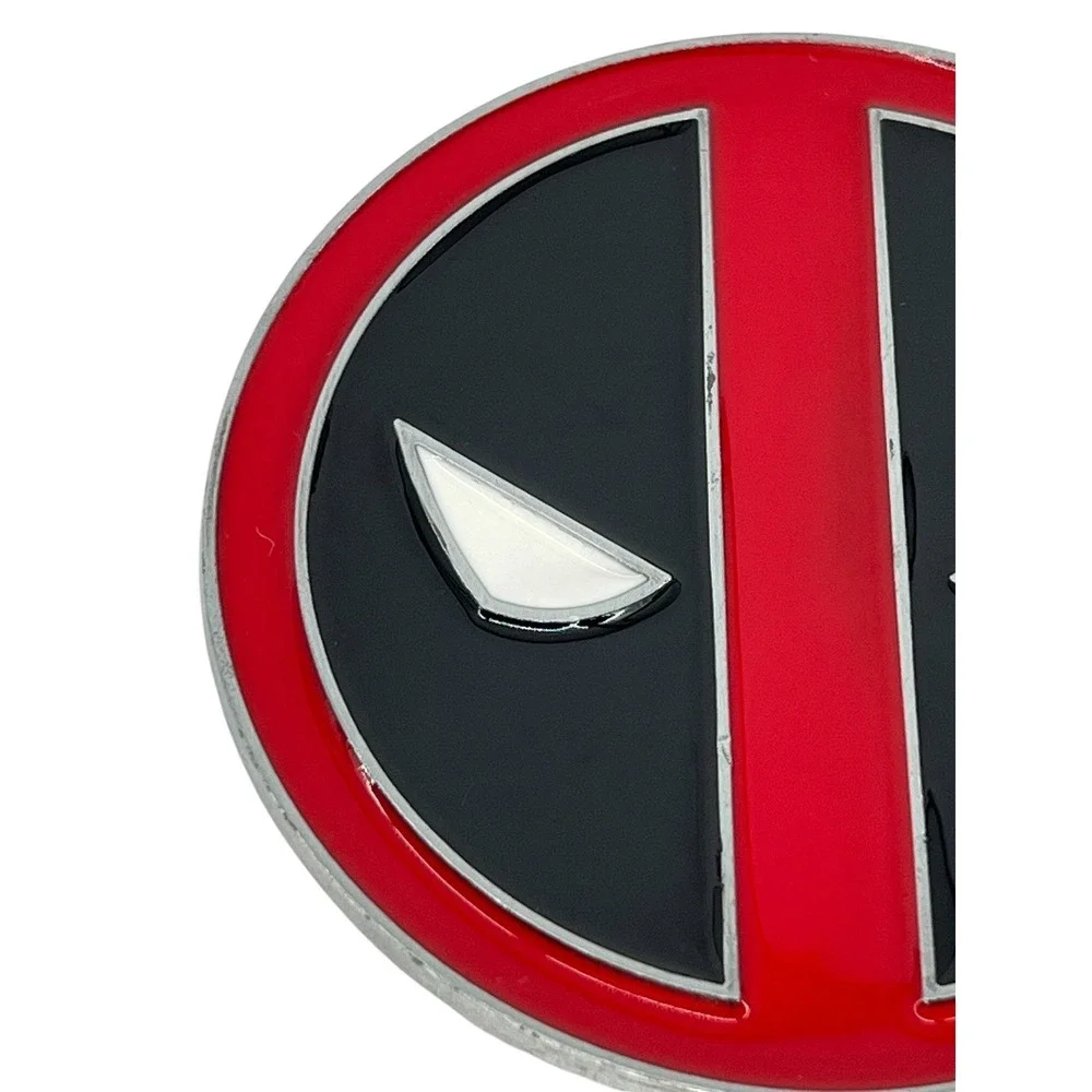 Marvel Deadpool Belt Buckle Mens OS Red Black‎ Enamel Logo Round 3in Comic Core